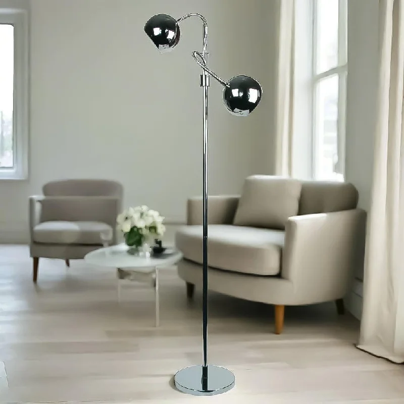 Glass Floor Lamp with Frosted Shades for Soft Diffused LightBobo Flexible Neck Floor Lamp 2Lt in Chrome or Gunmetal Glass Floor Lamp with Frosted Shades for Soft Diffused LightBobo Flexible Neck Floor Lamp 2Lt in Chrome or Gunmetal