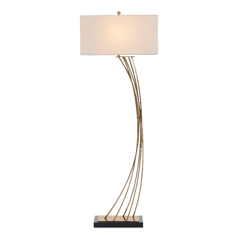 Bohemian Inspired Floor Lamp for Eclectic Home DecorCambered Brass Floor Lamp