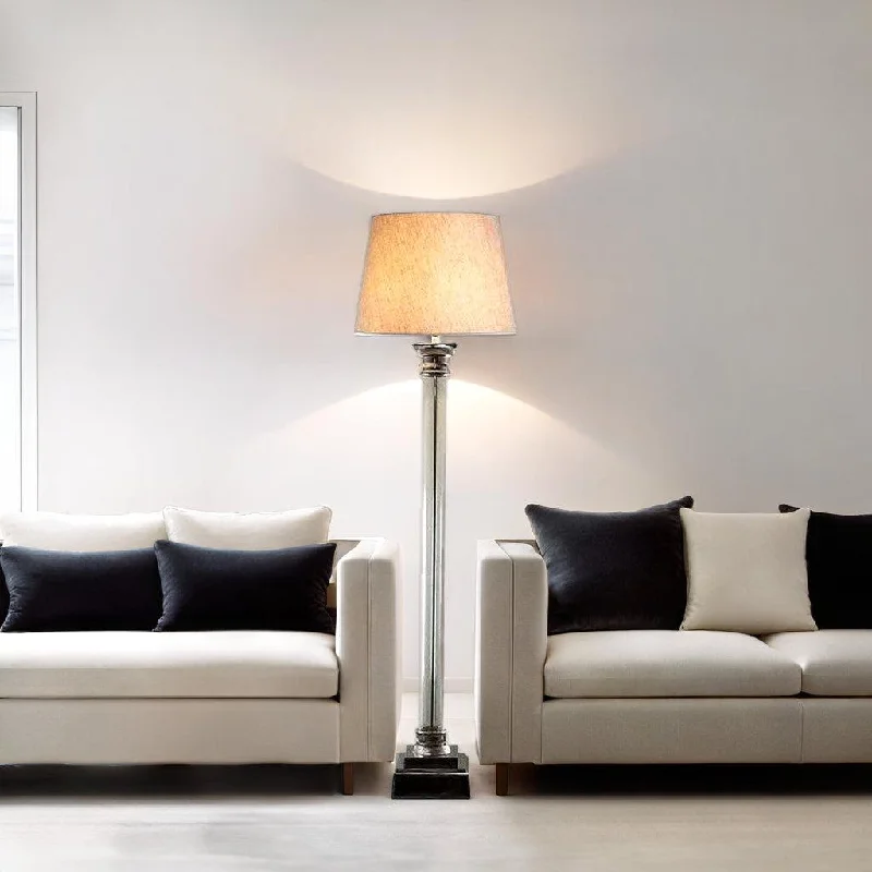 Smart Floor Lamp with Voice Control and Bluetooth ConnectivityCampsbay Floor Lamp in Nickel with Clear Glass Smart Floor Lamp with Voice Control and Bluetooth ConnectivityCampsbay Floor Lamp in Nickel with Clear Glass