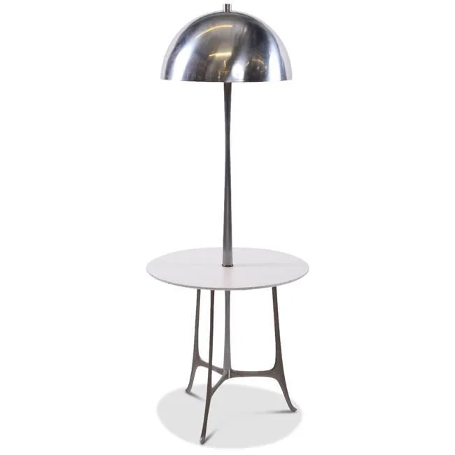 Fabric Floor Lamp with a Linen Shade for a Relaxed AestheticWhite & Chrome Lamp Side Table Fabric Floor Lamp with a Linen Shade for a Relaxed AestheticWhite & Chrome Lamp Side Table