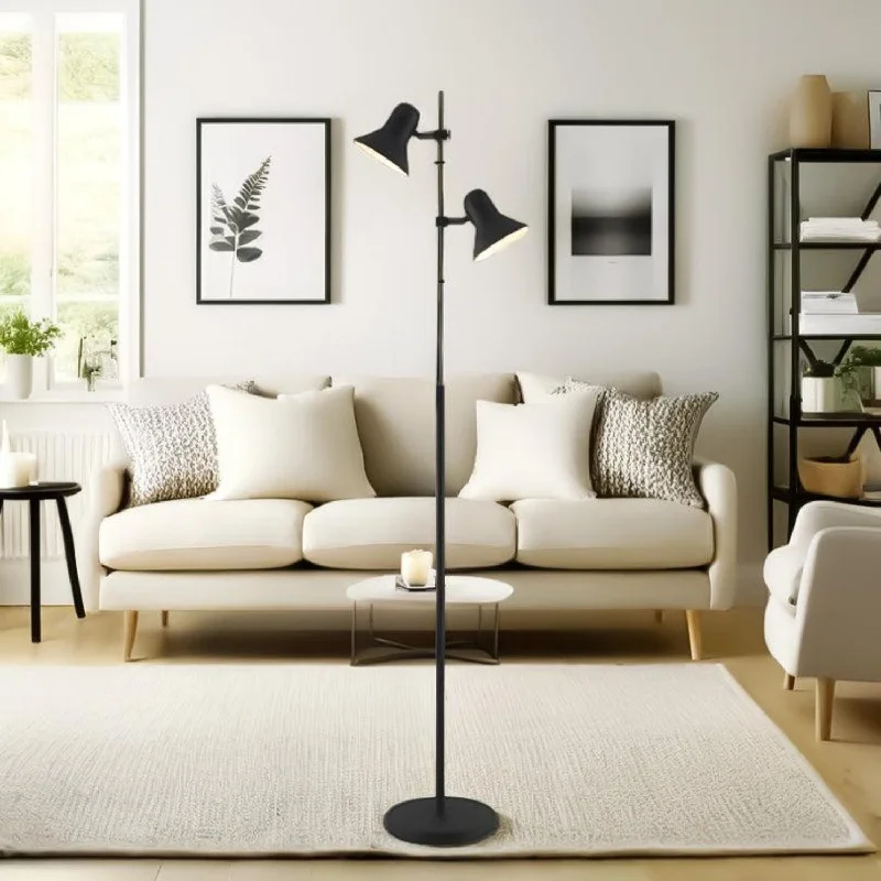 Smart Floor Lamp with Voice Control and Bluetooth ConnectivityCorelli Twin Headed Floor Lamp in Nickel/Antique Brass/Black/White