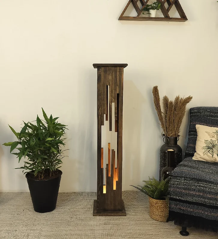 Dimmable Floor Lamp for Adjustable Lighting AmbianceDisperse Diffused Lighting Wooden Floor Lamp with Brown Base (BULB NOT INCLUDED) Dimmable Floor Lamp for Adjustable Lighting AmbianceDisperse Diffused Lighting Wooden Floor Lamp with Brown Base (BULB NOT INCLUDED)