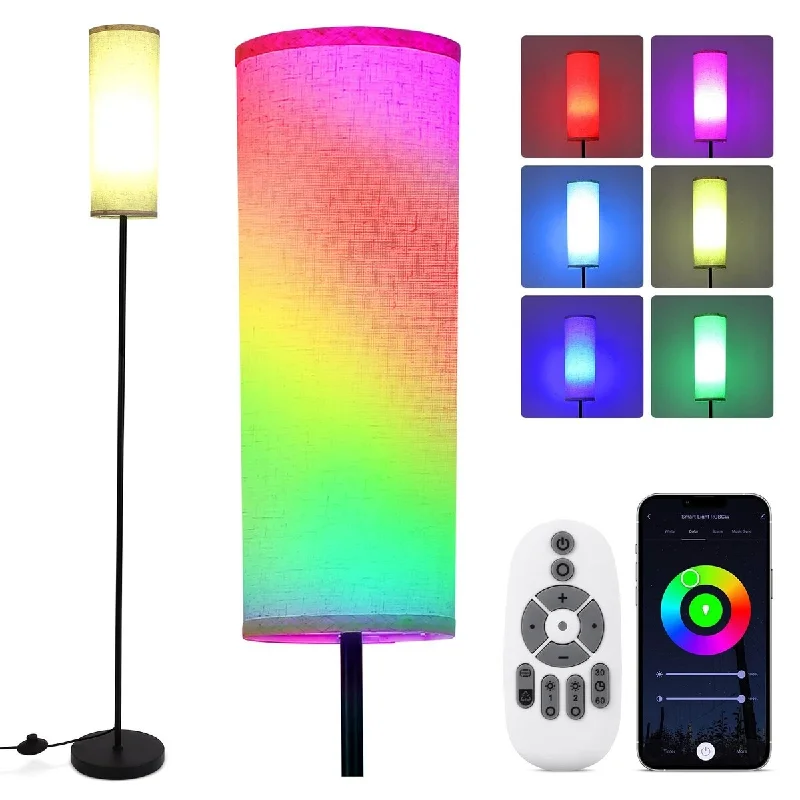 Glass Floor Lamp with Frosted Shades for Soft Diffused LightFloor Lamp for Living Room, Works with Alexa & Google Home