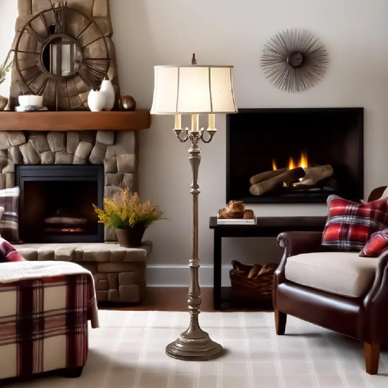 Glass Floor Lamp with Frosted Shades for Soft Diffused LightGibson /4Lt Floor Lamp E27 in Cambridge Crackle Finish Elstead Lighting - ELS.FE-GIBSON Glass Floor Lamp with Frosted Shades for Soft Diffused LightGibson /4Lt Floor Lamp E27 in Cambridge Crackle Finish Elstead Lighting - ELS.FE-GIBSON