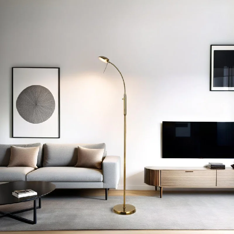 Wood Floor Lamp with Natural Grain for a Warm and Organic FeelIsla Elegant LED Metal Floor Lamp - Antique Brass or Satin Chrome, 1500mm High, PL0092
