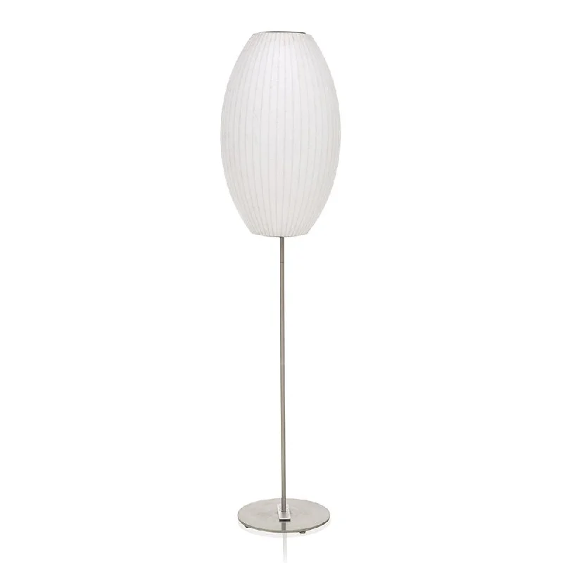 Fabric Floor Lamp with a Linen Shade for a Relaxed AestheticWhite Medium Bubble Cigar Floor Lamp Fabric Floor Lamp with a Linen Shade for a Relaxed AestheticWhite Medium Bubble Cigar Floor Lamp