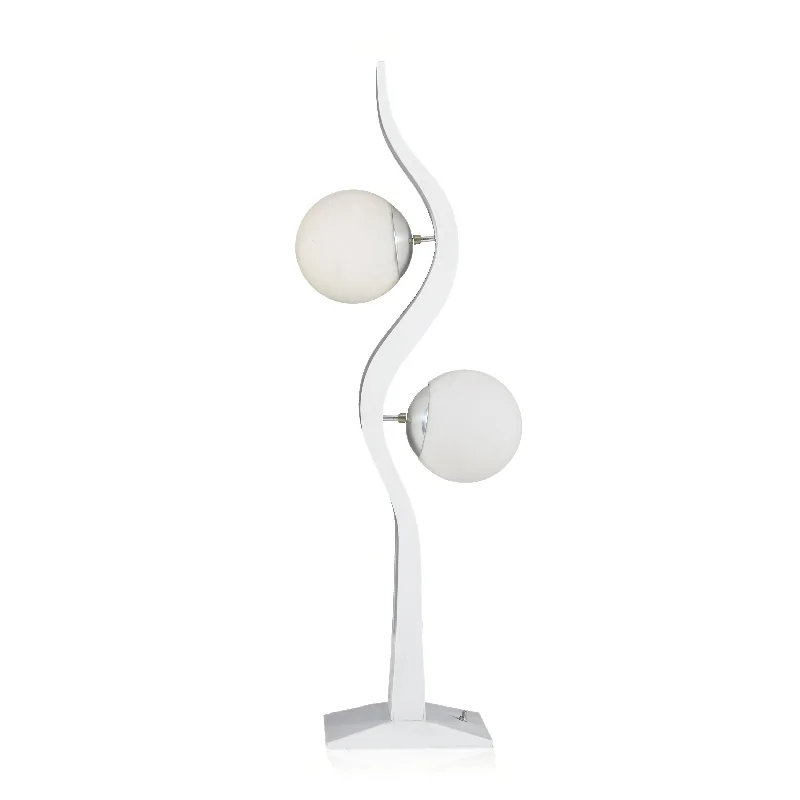 Wood Floor Lamp with Natural Grain for a Warm and Organic FeelWhite Wavy 2 Globe Modeline Table Lamp