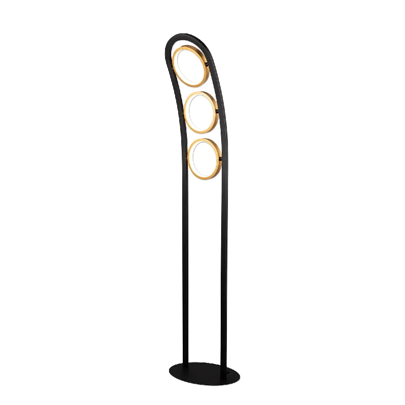 Modern Minimalist Floor Lamp for Contemporary Living RoomsNelson Lighting NL74579 Naegel 3 LED Floor Lamp Satin Black Gold Modern Minimalist Floor Lamp for Contemporary Living RoomsNelson Lighting NL74579 Naegel 3 LED Floor Lamp Satin Black Gold