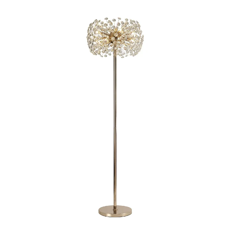 Dimmable Floor Lamp for Adjustable Lighting AmbianceNelson Lighting NL82109 Paris 8 Light Floor Lamp French Gold Crystal