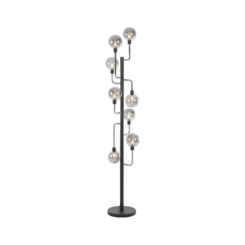 Rustic Farmhouse Style Floor Lamp for Cozy BedroomsNelson Lighting NL90869 Dublin 8 Light Floor Lamp Graphite Satin Nickel Rustic Farmhouse Style Floor Lamp for Cozy BedroomsNelson Lighting NL90869 Dublin 8 Light Floor Lamp Graphite Satin Nickel