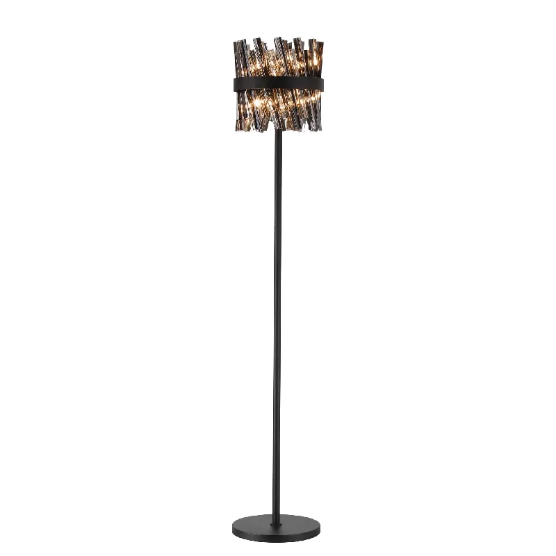 Bohemian Inspired Floor Lamp for Eclectic Home DecorNelson Lighting NL9514BL/SM9 Kaffer 8 Light Floor Lamp Satin Black Smoke Bohemian Inspired Floor Lamp for Eclectic Home DecorNelson Lighting NL9514BL/SM9 Kaffer 8 Light Floor Lamp Satin Black Smoke
