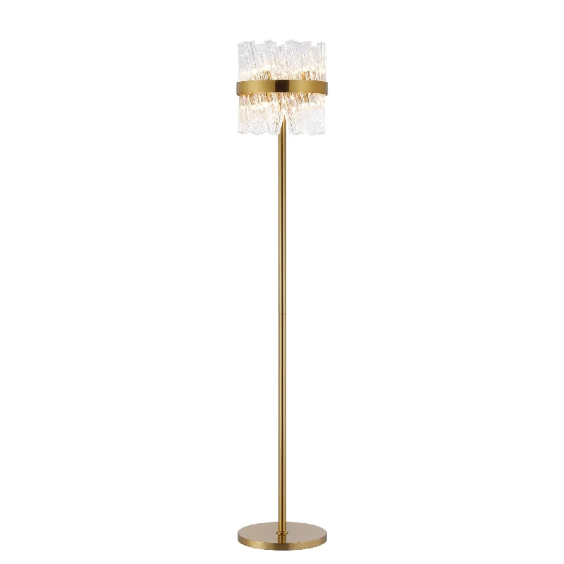 Bohemian Inspired Floor Lamp for Eclectic Home DecorNelson Lighting NL9514BR/CL9 Kaffer 8 Light Floor Lamp Brass Clear Bohemian Inspired Floor Lamp for Eclectic Home DecorNelson Lighting NL9514BR/CL9 Kaffer 8 Light Floor Lamp Brass Clear