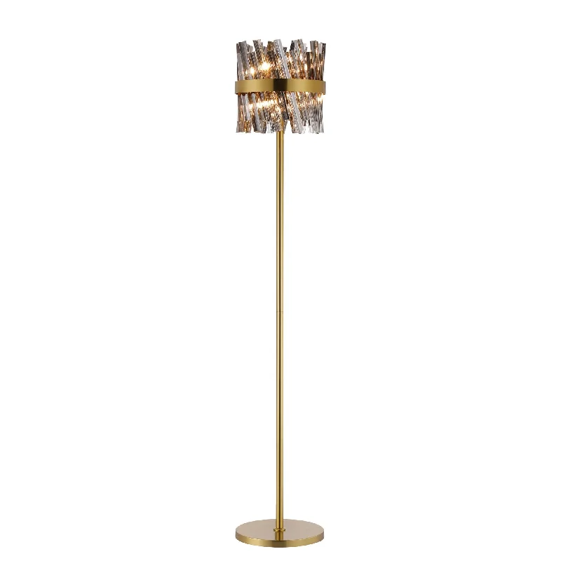 Dimmable Floor Lamp for Adjustable Lighting AmbianceNelson Lighting NL9514BR/SM9 Kaffer 8 Light Floor Lamp Brass Smoke