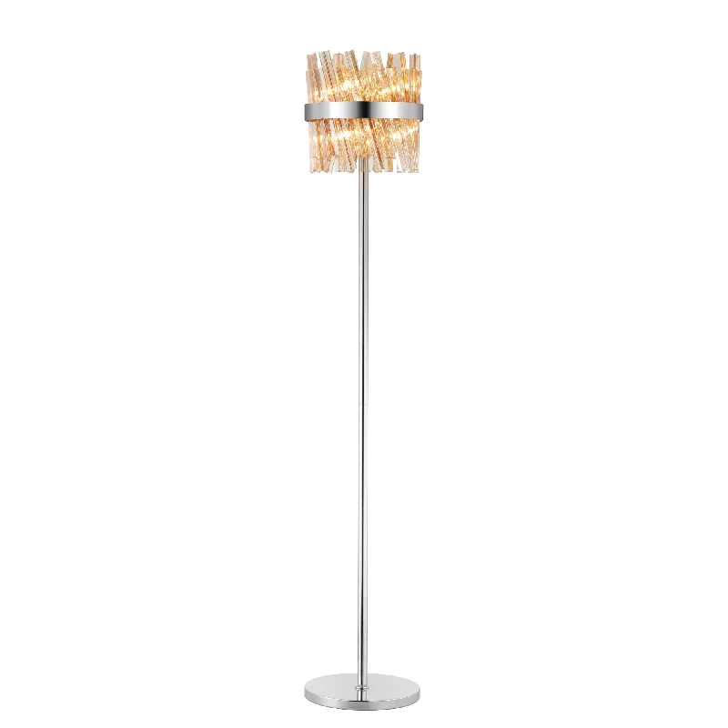 Glass Floor Lamp with Frosted Shades for Soft Diffused LightNelson Lighting NL9514PN/AM9 Kaffer 8 Light Floor Lamp Polished Nickel Amber Glass Floor Lamp with Frosted Shades for Soft Diffused LightNelson Lighting NL9514PN/AM9 Kaffer 8 Light Floor Lamp Polished Nickel Amber