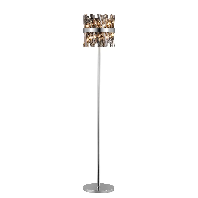 Modern Minimalist Floor Lamp for Contemporary Living RoomsNelson Lighting NL9514PN/SM9 Kaffer 8 Light Floor Lamp Polished Nickel Smoke Modern Minimalist Floor Lamp for Contemporary Living RoomsNelson Lighting NL9514PN/SM9 Kaffer 8 Light Floor Lamp Polished Nickel Smoke