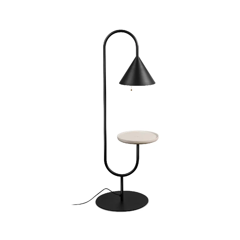 Rustic Farmhouse Style Floor Lamp for Cozy BedroomsOzz LS 11 Floor Lamp With Table - Black Metal / Ash