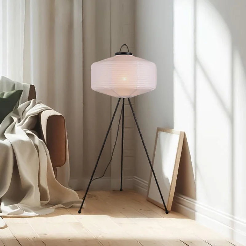 Modern Minimalist Floor Lamp for Contemporary Living RoomsKennedy Tripod Iron Floor Lamp - Black, White Paper Shade, 1360mm High, PL0287