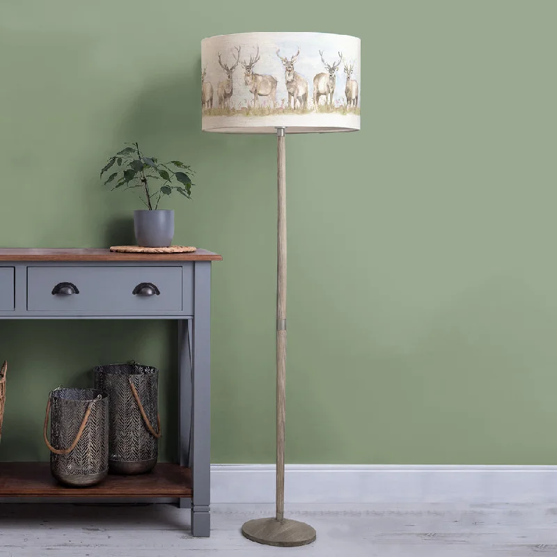 Smart Floor Lamp with Voice Control and Bluetooth ConnectivityMoorland Stag Eva & Solensis Complete Floor Lamp Grey/Linen