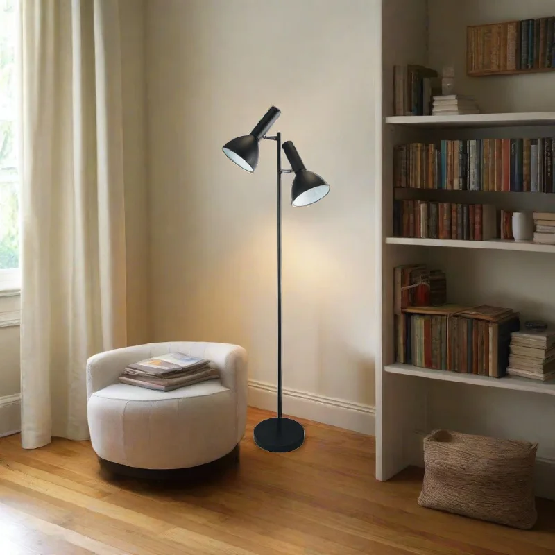 Fabric Floor Lamp with a Linen Shade for a Relaxed AestheticTwin Head Floor Lamp Adjustable Heads Brushed Chrome, Black, Chrome or White Fabric Floor Lamp with a Linen Shade for a Relaxed AestheticTwin Head Floor Lamp Adjustable Heads Brushed Chrome, Black, Chrome or White