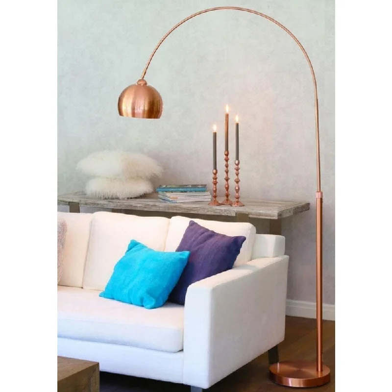 Glass Floor Lamp with Frosted Shades for Soft Diffused LightUrban Designs Solid-rose-gold-finished Iron 60-watt 1-light Arc-style Floor Lamp With Dome Shade and Marble Stone Base