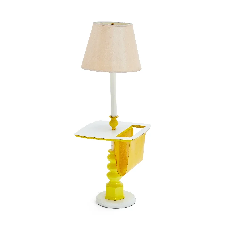 Glass Floor Lamp with Frosted Shades for Soft Diffused LightWhite and Yellow Lamp Table with Magazine Slot Glass Floor Lamp with Frosted Shades for Soft Diffused LightWhite and Yellow Lamp Table with Magazine Slot