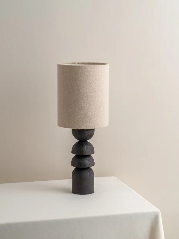 crystal table lamps with dazzling prisms for a glamorous effectAska - small charred wood and natural linen table lamp