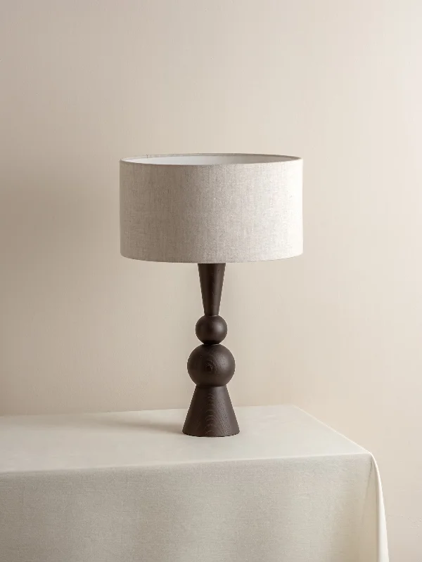 ceramic table lamps with hand painted designs for an artistic touchCarmine - dark wood and linen table lamp