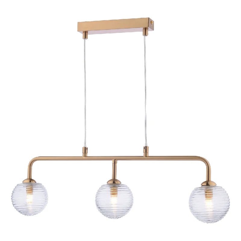 Modern Minimalist Ceiling Lights for Contemporary InteriorsDar Feya 3 Light Bar Pendant Antique Bronze & Ribbed Glass Modern Minimalist Ceiling Lights for Contemporary InteriorsDar Feya 3 Light Bar Pendant Antique Bronze & Ribbed Glass