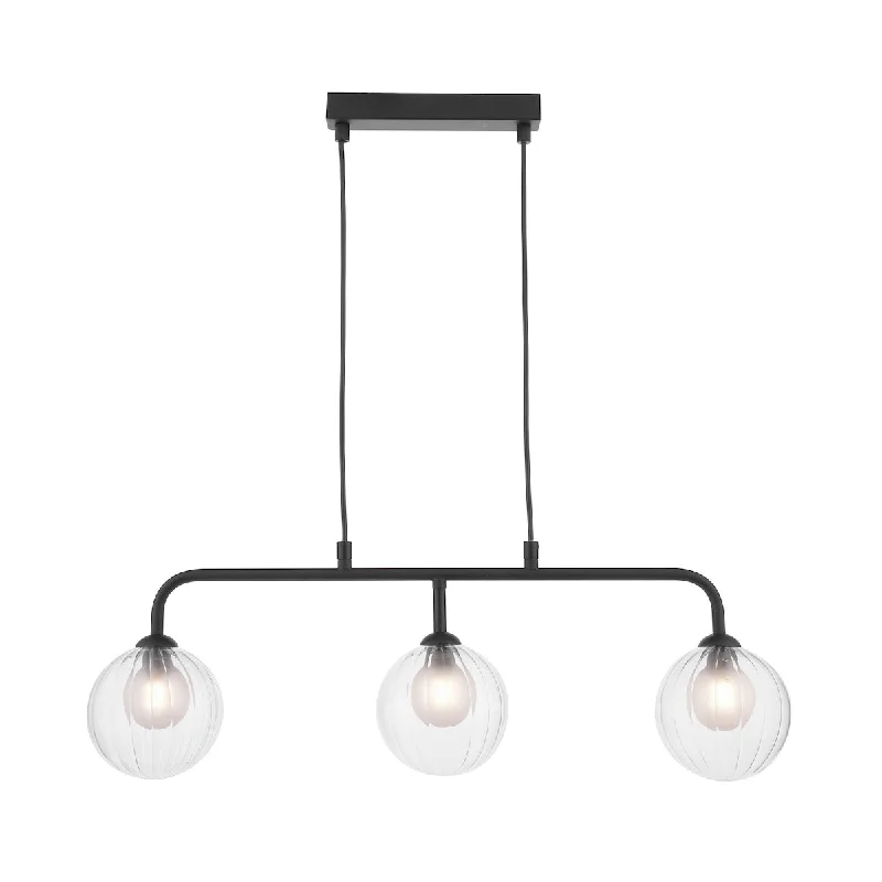 Retro Ceiling Lights Inspired by the 1950s and 1960s DesignDar Feya 3 Light Bar Pendant Matt Black & Clear/Opal Glass Retro Ceiling Lights Inspired by the 1950s and 1960s DesignDar Feya 3 Light Bar Pendant Matt Black & Clear/Opal Glass