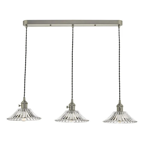Bohemian Ceiling Lights with Beads, Tassels, and Colorful GlassDar Hadano 3 Bar Light Antique Chrome with Flared Glass Shades Bohemian Ceiling Lights with Beads, Tassels, and Colorful GlassDar Hadano 3 Bar Light Antique Chrome with Flared Glass Shades
