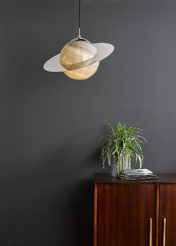 Tropical - Themed Ceiling Lights with Palm - Leaf Shapes and Rattan WrapsDar Saturn Pendant Planet Style Glass and Polished Chrome Tropical - Themed Ceiling Lights with Palm - Leaf Shapes and Rattan WrapsDar Saturn Pendant Planet Style Glass and Polished Chrome