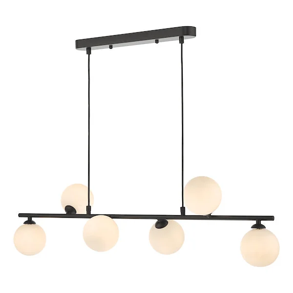 Bohemian Ceiling Lights with Beads, Tassels, and Colorful GlassDar Spiral Bar Pendant Black with Opal Shades