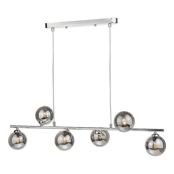 Scandinavian Style Ceiling Lights with Light Wood AccentsDar Spiral Bar Pendant Polished Chrome with Smoked Shades