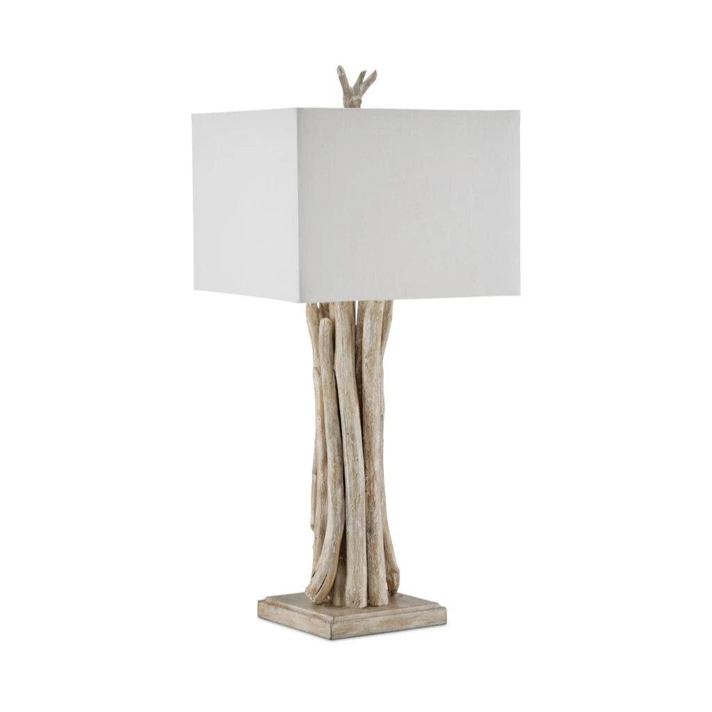 rustic farmhouse table lamps for cozy kitchensDriftwood Whitewash Table Lamp