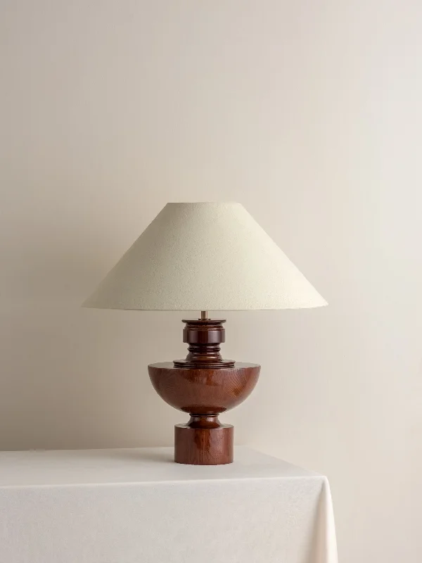 bohemian table lamps with colorful patterns for eclectic bedroomsEditions spun wood lamp with + plaster shade