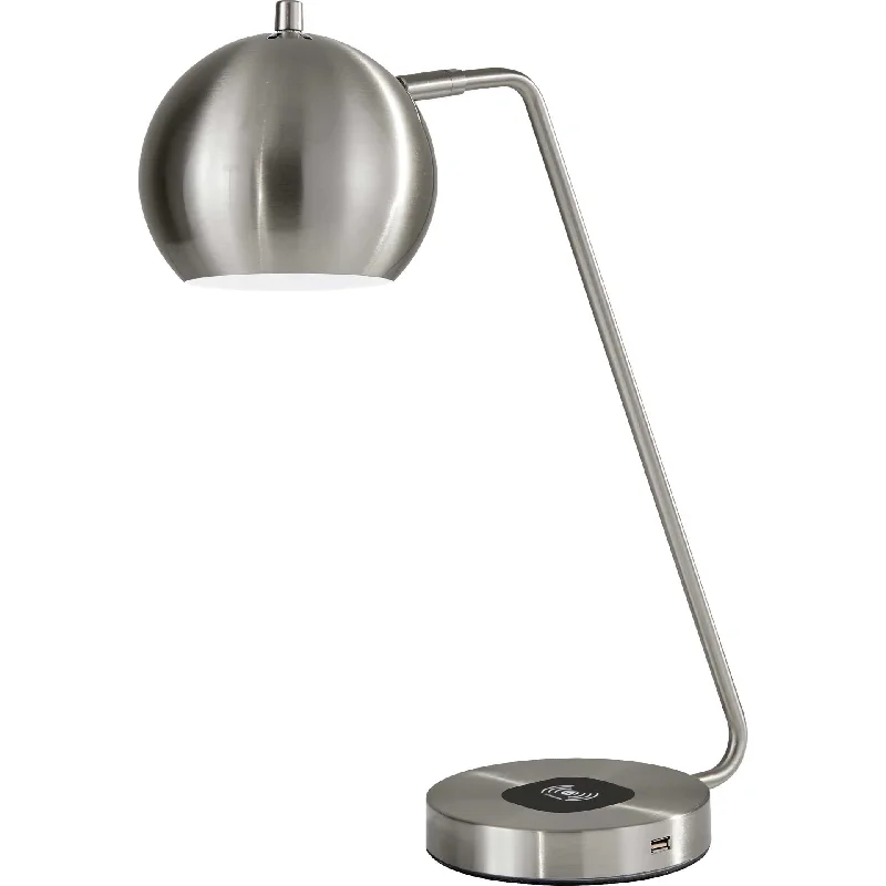 marble table lamps with a luxurious veined pattern for high end decorEpernay Wireless Charge Desk Lamp Brushed Steel