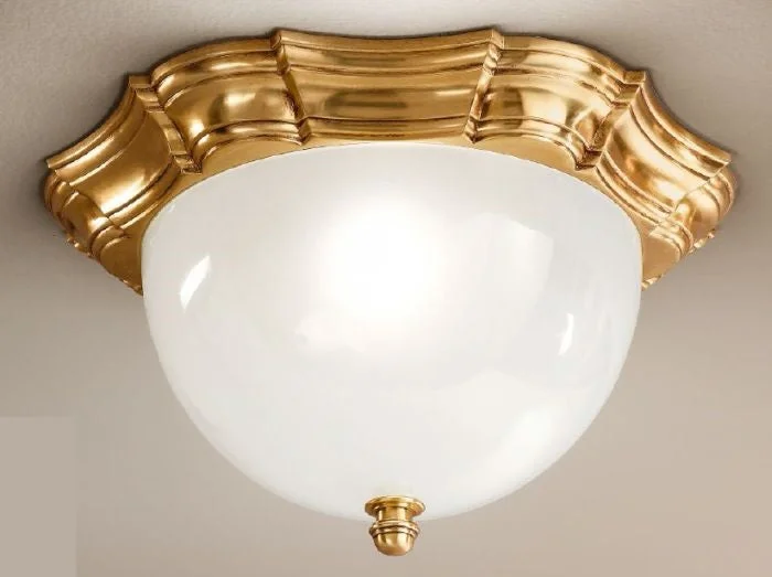 Bohemian Ceiling Lights with Beads, Tassels, and Colorful GlassFlush Ceiling Fitting With Blown Satin Glass