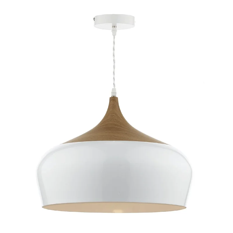 Modern Minimalist Ceiling Lights for Contemporary InteriorsSutton White & Wood Large Single Pendant - ID 5943 Modern Minimalist Ceiling Lights for Contemporary InteriorsSutton White & Wood Large Single Pendant - ID 5943