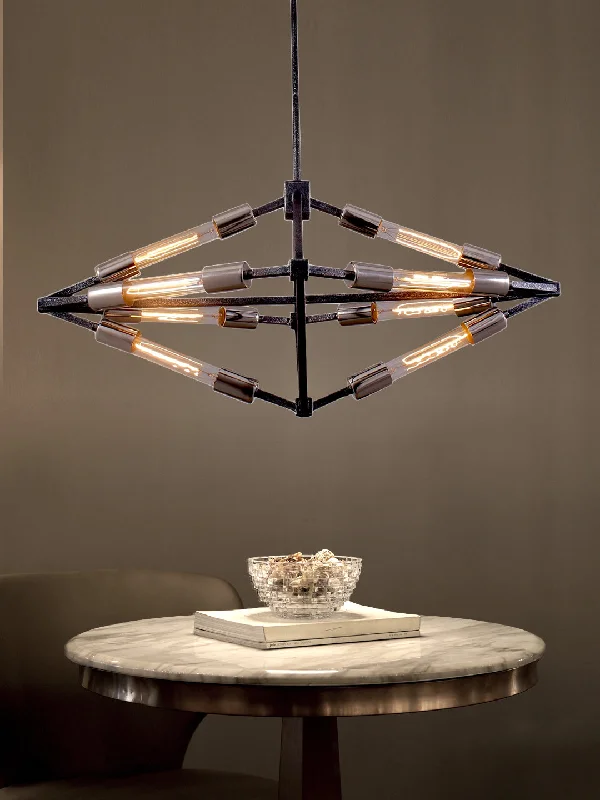Metal Ceiling Lights in Brass, Copper, Stainless Steel, and IronGeometric Tube Pendant Light