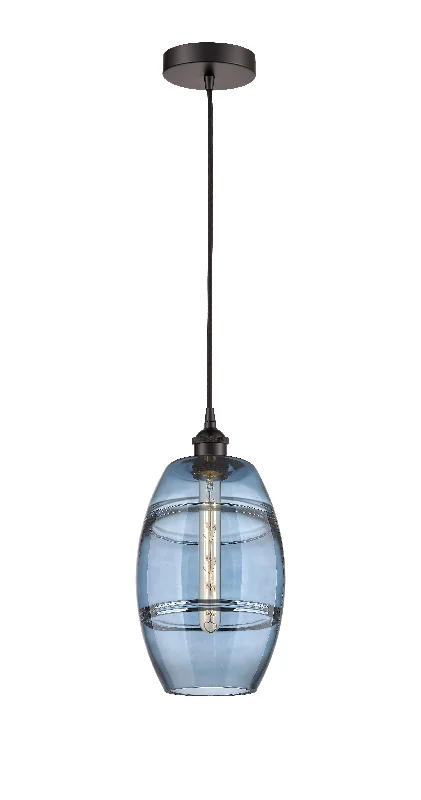 Bohemian Ceiling Lights with Beads, Tassels, and Colorful GlassInnovations Lighting 616-1P-OB-G557-8BL  Edison Pendant Light Oil Rubbed Bronze