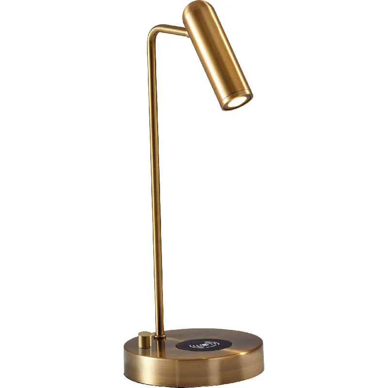 glass table lamps with a frosted surface for soft light diffusionKane Wireless Charge Desk Lamp Brass