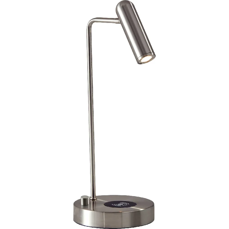 rustic farmhouse table lamps for cozy kitchensKane Wireless Charge Desk Lamp Brushed Steel