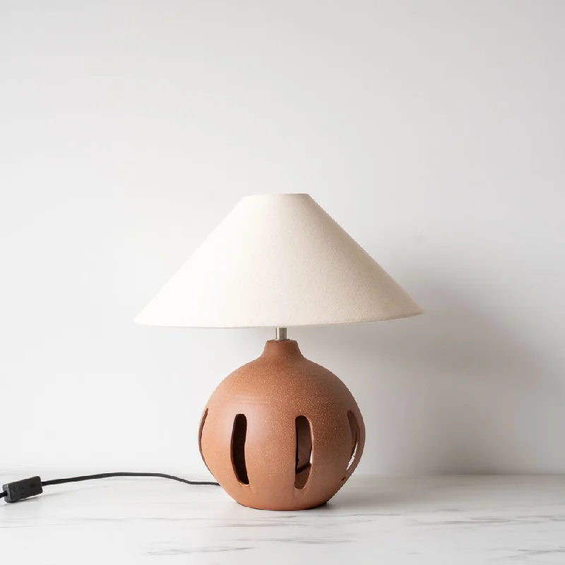 leather table lamps with a distressed texture for a rugged charmMatte Brown Ceramic Table Lamp