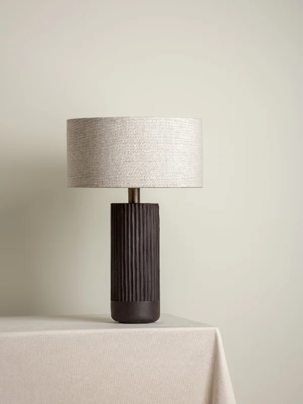 art deco table lamps with geometric shapes for a retro touchNitara - chocolate ribbed concrete table lamp