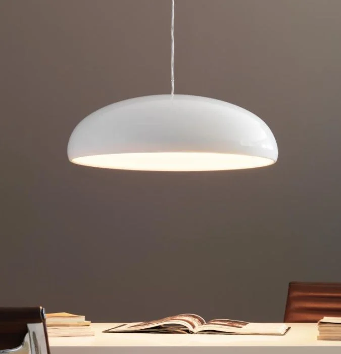 Industrial Style Ceiling Lights with Exposed Bulbs and Metal CagesShiny White Modern Metal Pendant Light With Acrylic Diffuser Industrial Style Ceiling Lights with Exposed Bulbs and Metal CagesShiny White Modern Metal Pendant Light With Acrylic Diffuser