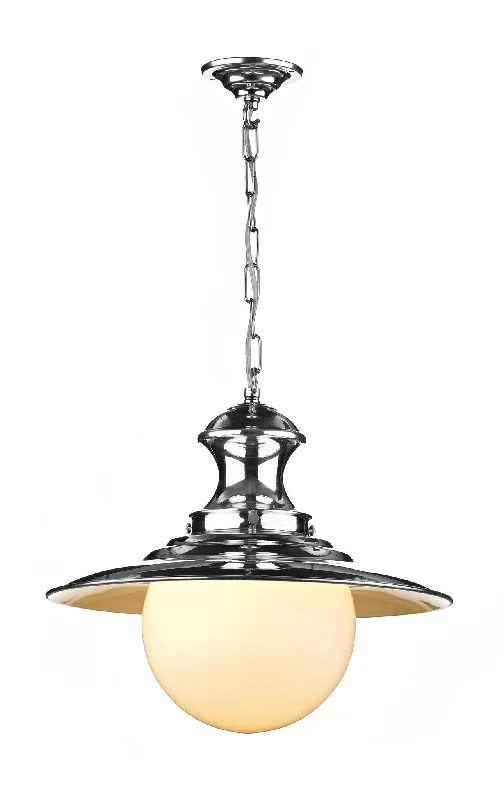 Indian - Themed Ceiling Lights with Intricate Filigree and Mirror WorkStation Polished Chrome and Glass Large Single Pendant - ID 3752