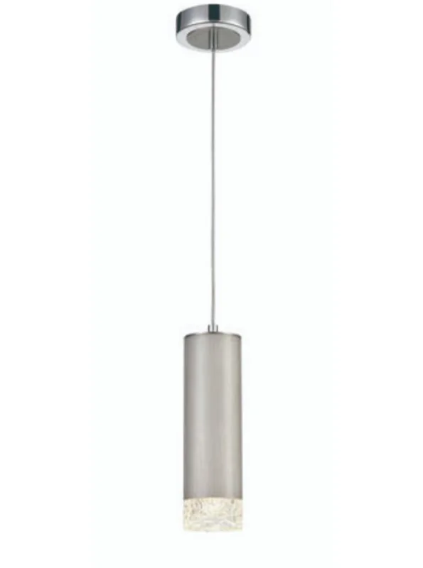 Retro Ceiling Lights Inspired by the 1950s and 1960s DesignStepton Brushed Satin Nickel & Textured Glass 1 Light Single Pendant - ID 10640