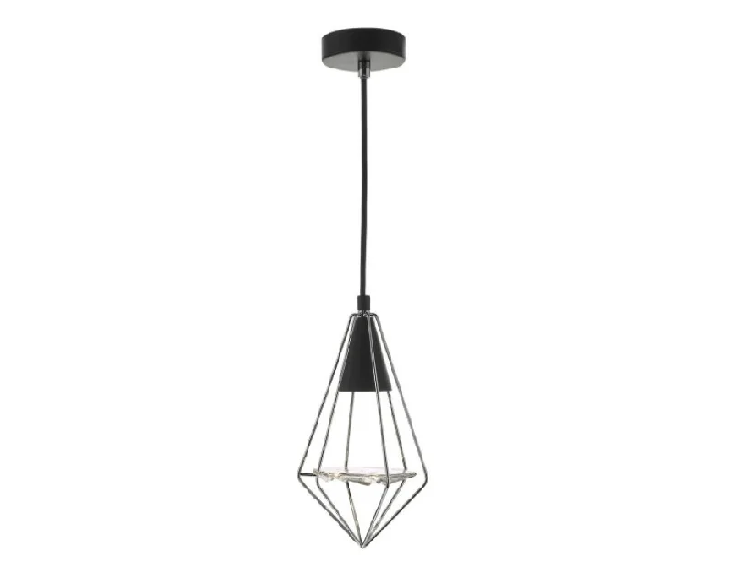 Mediterranean - Style Ceiling Lights with Terra - Cotta and Ceramic DetailsTorridon Singler Pendant In Black & Chrome With Glass Feature - 9503 Mediterranean - Style Ceiling Lights with Terra - Cotta and Ceramic DetailsTorridon Singler Pendant In Black & Chrome With Glass Feature - 9503
