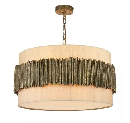 Steampunk Ceiling Lights with Gears, Cogs, and Brass AccentsWillow Pendant With Taupe Silk Shade (other shade colours available) - ID 5640 Steampunk Ceiling Lights with Gears, Cogs, and Brass AccentsWillow Pendant With Taupe Silk Shade (other shade colours available) - ID 5640